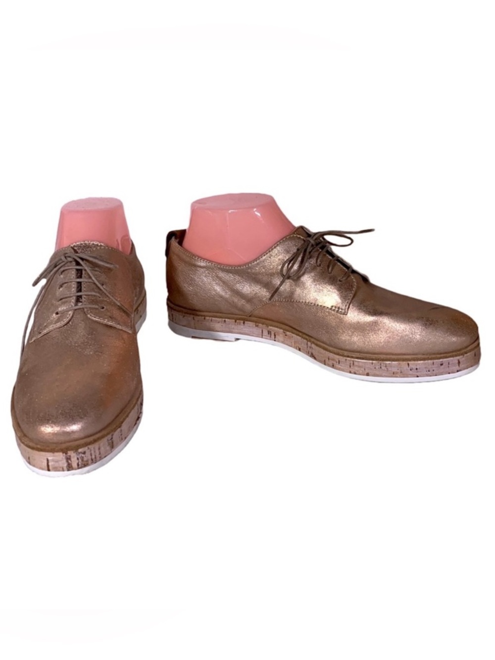 ATTILIO GIUSTI LEOMBRUNI AGL "JULIET" ROSE GOLD METALLIC LOAFERS (38)